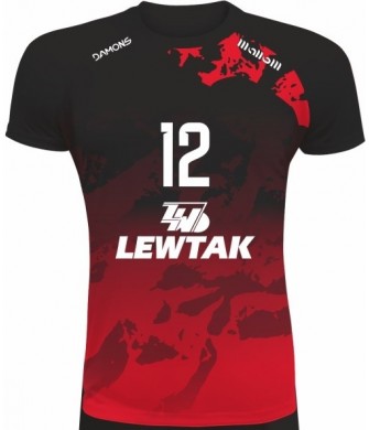 koszulka siatkarska defender pro pn junior czerwono-czarna dla szkół w pełnej sublimacji
