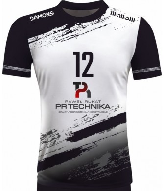 koszulka siatkarska omega 1 junior biało-czarna, sublimacja, szybkoschnąca do siatkówki halowej