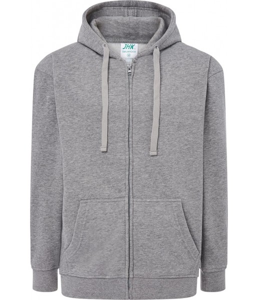 bluza treningowa męska hood szara melanż z kapturem zamkiem i kieszenią kangur