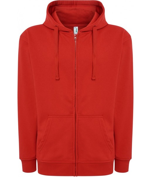 bluza treningowa męska hood czerwona z kapturem zamkiem i kieszenią kangur