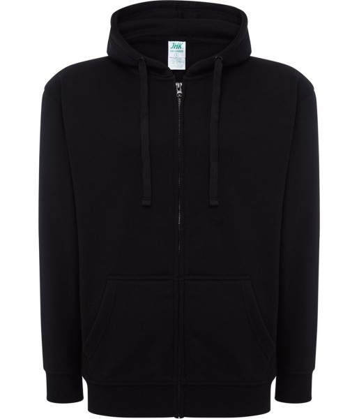 bluza treningowa męska hood czarna z kapturem zamkiem i kieszenią kangur