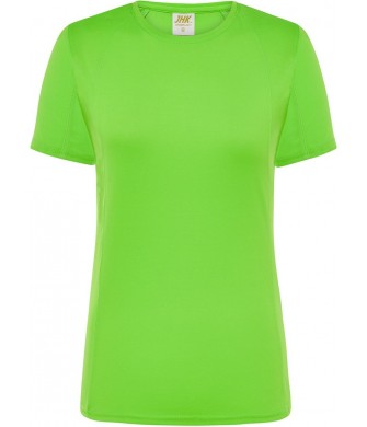 koszulka sportowa damska sport limonkowo neonowa z poliestru 130 g do treningów, biegów i fitnessu