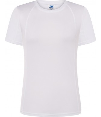 koszulka sportowa damska sport biała z poliestru 130 g do fitnessu, biegania i treningu