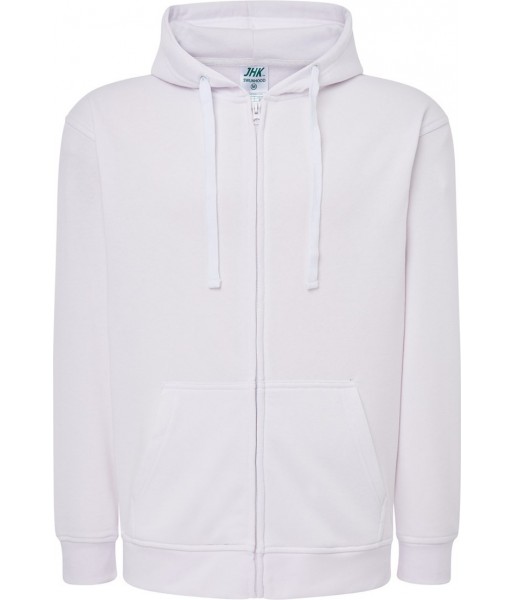 bluza treningowa męska hood biała z kapturem zamkiem kieszenią kangur i pod sublimację