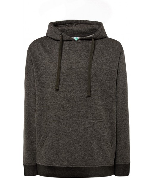 Antracytowa melanżowa bluza dresowa męska z kapturem JHK SWRA KNG Charcoal Heather CHCH
