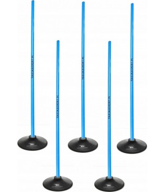 Tor Przeszkód Slalomowy 160 cm Tyczki + Podstawy – Zestaw 5 sztuk Niebieski