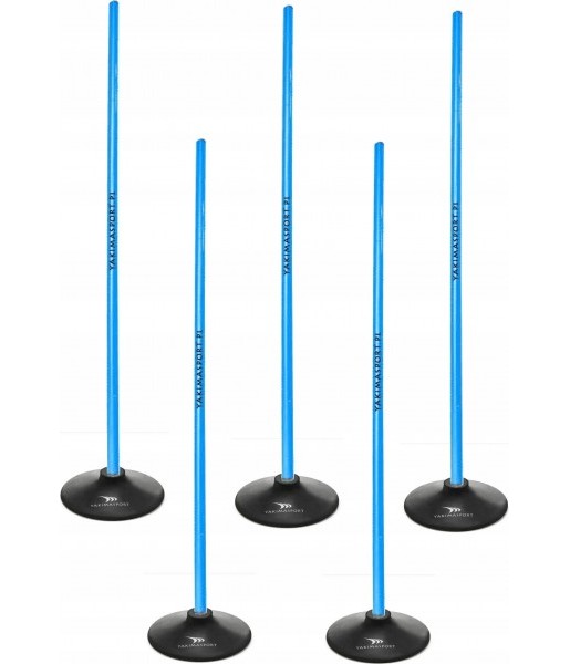tor slalomowy 100 cm 5 szt niebieski, tyczki slalomowe z gumowymi podstawami do treningu