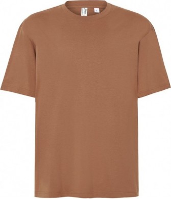 Koszulka Bawełniana Męska Oversize 200 Brązowa Mocha Mousse