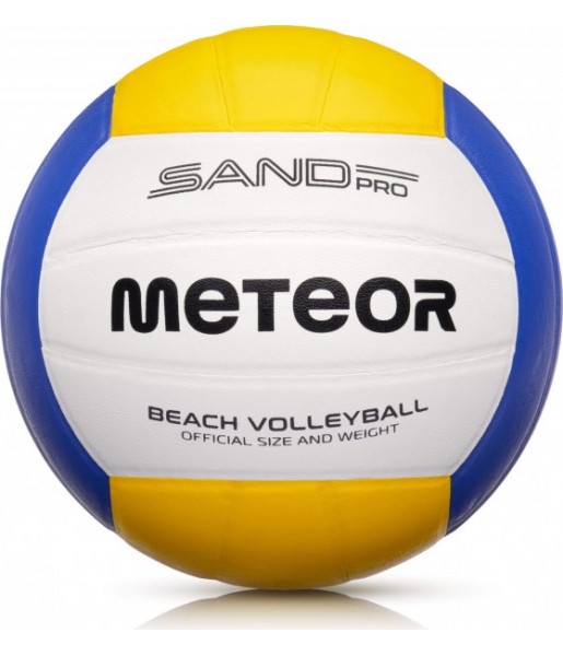 piłka siatkowa plażowa meteor z pvc, miękka i odporna na warunki, idealna do rekreacyjnych gier plażowych i treningów