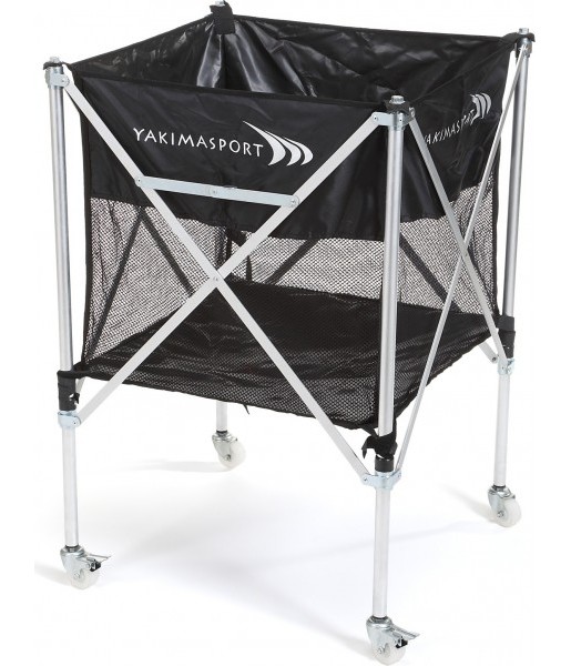 wózek kosz na piłki składany, pojemność 24 sztuki, wymiary 56x56x60 cm, praktyczny do szkół, klubów i hal sportowych