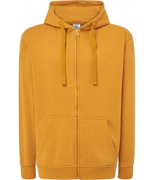 bluza treningowa męska hood żółta musztardowa z kapturem zamkiem i kieszenią kangur