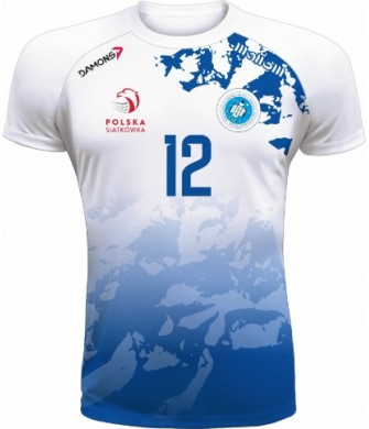 koszulka siatkarska defender pro pn biało-niebieska, w pełni sublimowana do siatkówki halowej