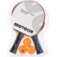 zestaw do ping ponga meteor, 2 paletki mistral 3* i 3 piłeczki, sprężysta guma, dobra kontrola
