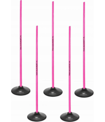 Tor Przeszkód Slalomowy 100 cm Tyczki + Podstawy - Zestaw 5 Sztuk Różowy