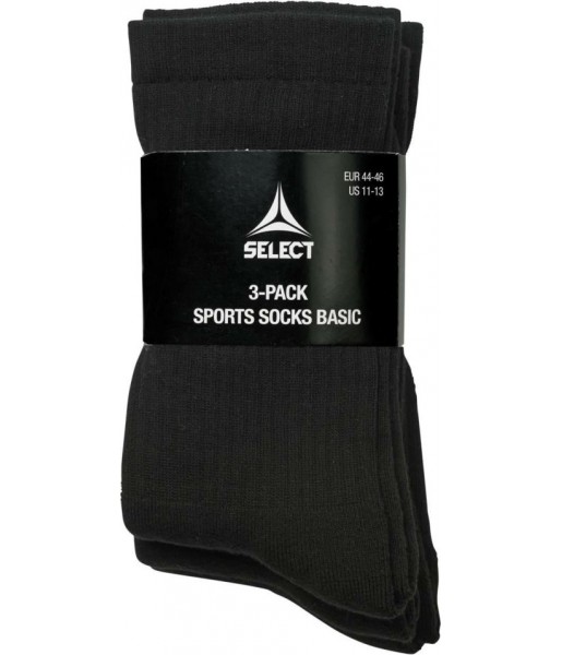 skarpety piłkarskie select krótkie 3-pack czarne, miękkie, wytrzymałe, bawełna, polipropylen