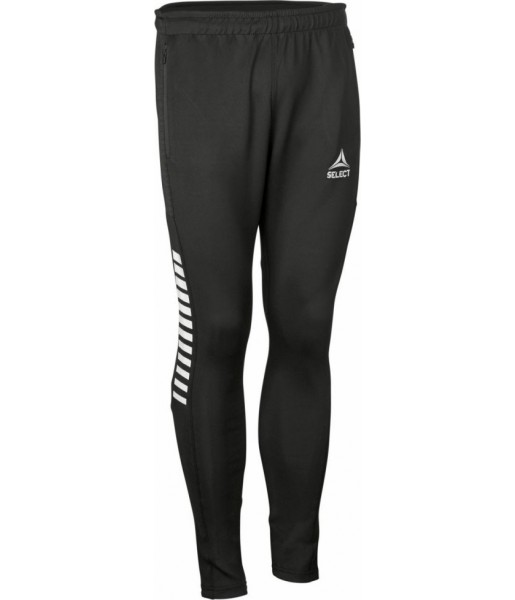 spodnie treningowe select monaco slim czarne, wąskie nogawki z zamkiem, slim fit, piłkarskie