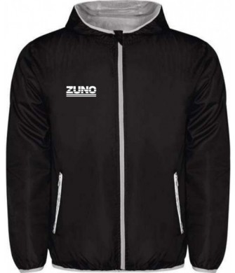 kurtka przeciwdeszczowa wiatrówka zuno czarna, lekka, wiatroszczelna, poliester 60 g/m2, kaptur