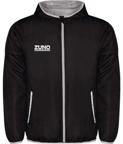 kurtka przeciwdeszczowa wiatrówka zuno junior czarna, lekka, wiatroszczelna, poliester 60 g/m2