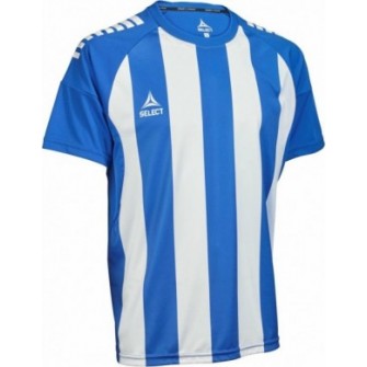 koszulka piłkarska select spain junior v25 niebiesko-biała, pionowe pasy, oddychająca, szybkoschnąca