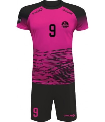 strój siatkarski męski defender pro p3 różowo-czarny do siatkówki halowej z personalizacją