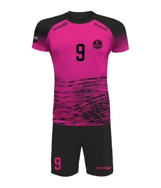 strój siatkarski męski defender pro p3 różowo-czarny do siatkówki halowej z personalizacją