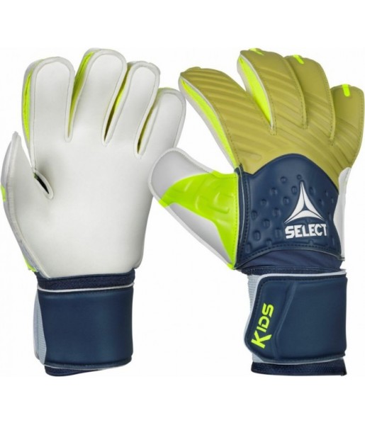 rękawice bramkarskie select 03 youth granatowo-jasnozielono-białe flexion latex 3 mm flat cut