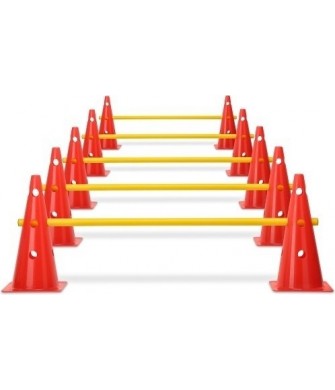 zestaw koordynacyjny yakima mini 10 pachołków z tyczkami czerwono-żółty do treningu koordynacji