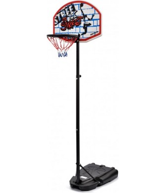 zestaw do koszykówki meteor street z piłką i pompką czarno-biały regulowany do gry na zewnątrz