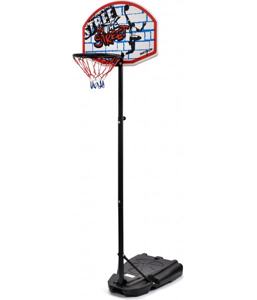zestaw do koszykówki meteor street z piłką i pompką czarno-biały regulowany do gry na zewnątrz