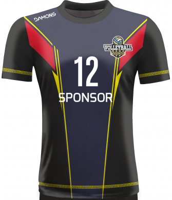 koszulka siatkarska omega 16 junior granatowo-czarna, sublimacja, premium do siatkówki halowej