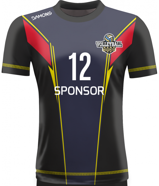 koszulka siatkarska omega 16 junior granatowo-czarna, sublimacja, premium do siatkówki halowej