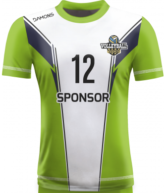 koszulka siatkarska omega 16 biało-jasnozielono-czarna, sublimacja, szybkoschnąca do hali