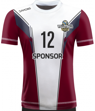 koszulka siatkarska omega 16 biało-bordowo-granatowa, sublimacja, szybkoschnąca do hali