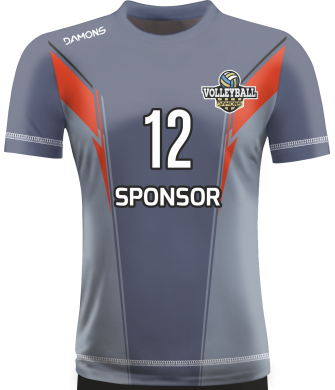 koszulka siatkarska omega 16 szaro-pomarańczowa, sublimacja, szybkoschnąca do siatkówki halowej