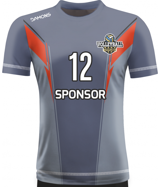 koszulka siatkarska omega 16 szaro-pomarańczowa, sublimacja, szybkoschnąca do siatkówki halowej