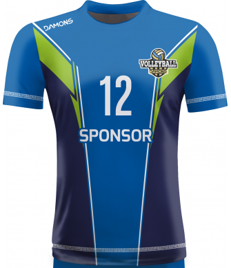 koszulka siatkarska omega 16 niebiesko-granatowo-zielona, sublimacja, szybkoschnąca do hali