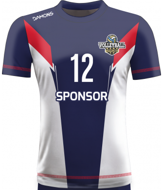 koszulka siatkarska omega 16 granatowo-biało-czerwona, sublimacja, szybkoschnąca do hali