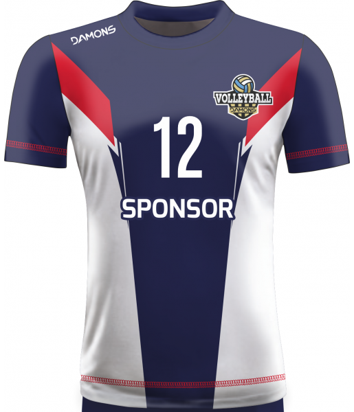 koszulka siatkarska omega 16 granatowo-biało-czerwona, sublimacja, szybkoschnąca do hali