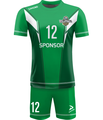 strój siatkarski męski omega 16 zielono-biały, premium komplet meczowy do siatkówki halowej