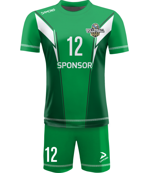 strój siatkarski męski omega 16 zielono-biały, premium komplet meczowy do siatkówki halowej