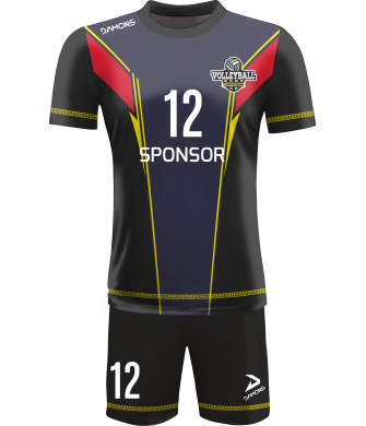 strój siatkarski męski omega 16 granatowo-czarny, premium komplet meczowy do siatkówki halowej