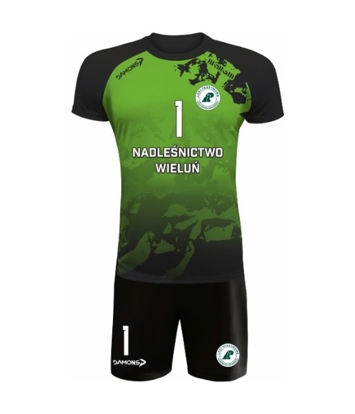 strój siatkarski defender pro pn junior zielono-czarny z pełną sublimacją do szkół i siatkówki halowej