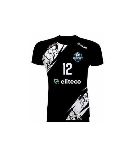 koszulka siatkarska defender pro pn czarno-biała, w pełni sublimowana do siatkówki halowej