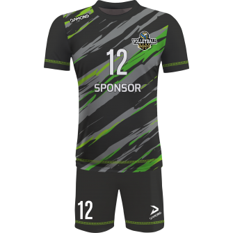 strój siatkarski męski omega 17 czarno-seledynowy, premium komplet meczowy do siatkówki halowej