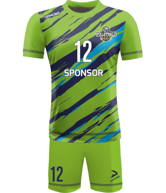 strój siatkarski męski omega 17 jasnozielono-granatowy, premium komplet meczowy do siatkówki halowej