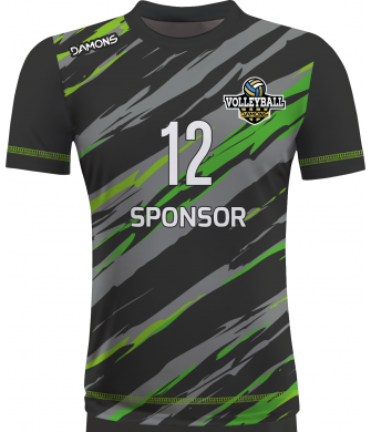 koszulka siatkarska omega 17 czarno-seledynowa, sublimacja, szybkoschnąca do hali