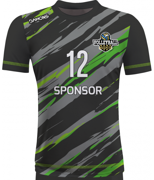 koszulka siatkarska omega 17 czarno-seledynowa, sublimacja, szybkoschnąca do hali