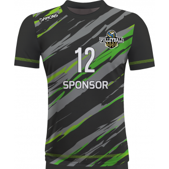 koszulka siatkarska omega 17 czarno-seledynowa, sublimacja, szybkoschnąca do hali