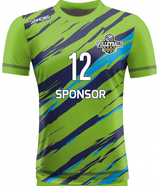 koszulka siatkarska omega 17 jasnozielono-granatowa, sublimacja, szybkoschnąca do hali