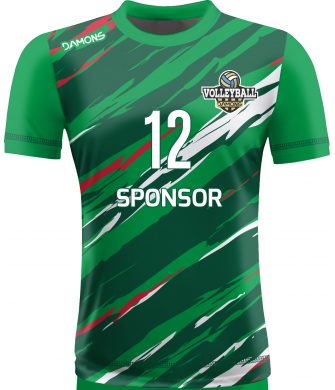 koszulka siatkarska omega 17 zielono-biało-czerwona, sublimacja, szybkoschnąca do hali